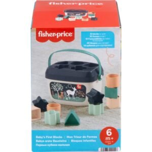 Fisher-Price Stacking Toy Baby’s First Blocks Set of 10 Shapes for Sorting Play for Infants Ages 6+ Months, Navy Fawn (Amazon Exclusive)