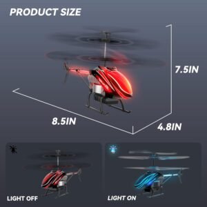 RC Helicopter, Remote Control Helicopter for Kids with 30Mins Flight(2 Batteries), 7+1 LED Light Modes, Altitude Hold, RC Toys for Boys Girls