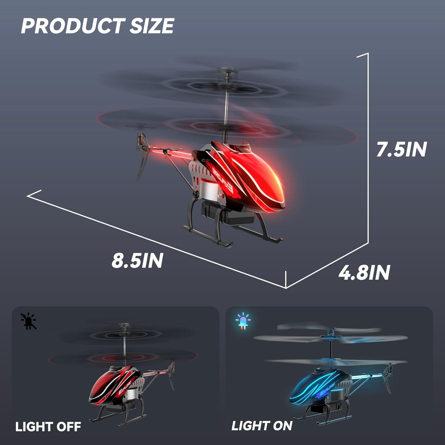 RC Helicopter, Remote Control Helicopter for Kids with 30Mins Flight(2 Batteries), 7+1 LED Light Modes, Altitude Hold, RC Toys for Boys Girls - Image 7