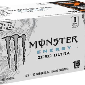 Monster Energy Zero Ultra, Sugar Free Energy Drink, 16 Ounce (Pack of 15)