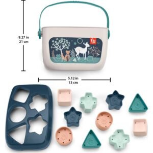 Fisher-Price Stacking Toy Baby’s First Blocks Set of 10 Shapes for Sorting Play for Infants Ages 6+ Months, Navy Fawn (Amazon Exclusive)