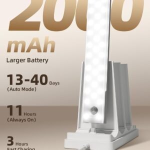 EZVALO 6-Pack Under Cabinet Lighting with Charging Station, 2000mAh Rechargeable Wireless Motion Sensor Lights, 3 Color Temps, Dimmable, Timer, Magnetic, with Remote Control for Kitchen, Closet, Stair