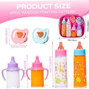 fash n kolor® My Sweet Baby Disappearing Doll Feeding Set, Baby Care 6 Piece Doll Feeding Set - for Toy Stroller | 2 Milk & Juice Bottles with 2 Toy Pacifier for Baby Dolls - Kids Gift Set