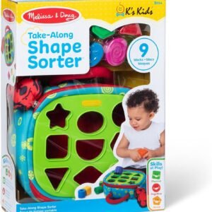 Melissa & Doug K's Kids Take-Along Shape Sorter Baby Toy with 2-Sided Activity Bag and 9 Textured Shape Blocks Sensory Toys, Travel Shape Sorter Toys for Toddlers and Infants
