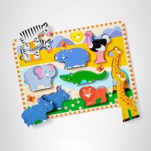 Melissa & Doug Safari Wooden Chunky Puzzle (8 pcs), Educational Screen Free Activity for Toddler, Preschoolers and Kids Ages 2+ - FSC Certified