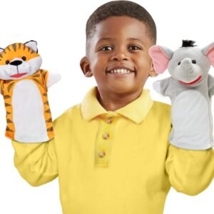 Melissa & Doug Safari Buddies Hand Puppets, Set of 6 (Elephant, Tiger, Parrot, Giraffe, Monkey, Zebra) Soft, Plush Puppet, Stuffed Animals, Pretend Play Toddler Toys for Girls & Boys 2+