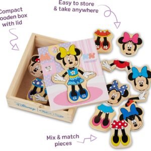 Melissa & Doug Disney Minnie Mouse Dress-Up Puzzle, 18 Pieces Mix and Match Outfits, Sorting & Matching Toy with Storage Case, Educational Puzzle for Toddlers Ages 3+