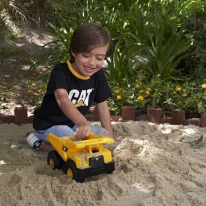 CAT Construction Toys, Construction Fleet 10" Dump Truck Toy - Heavy‑Duty Plastic, Working Tilting Bed & Free‑Rolling Wheels, Indoor/Outdoor Sandbox Truck for Toddlers & Kids Ages 2-6
