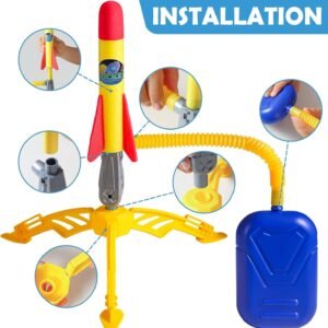 Rocket Launcher for Kids - 2 Rockets - Outdoor Fun Toy Gift for Boys & Girls - Soft Foam Blaster Set Soars Up to 100 Feet - Ages 3 & Up