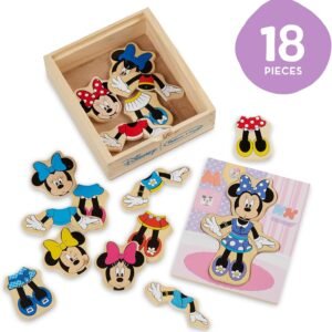 Melissa & Doug Disney Minnie Mouse Dress-Up Puzzle, 18 Pieces Mix and Match Outfits, Sorting & Matching Toy with Storage Case, Educational Puzzle for Toddlers Ages 3+