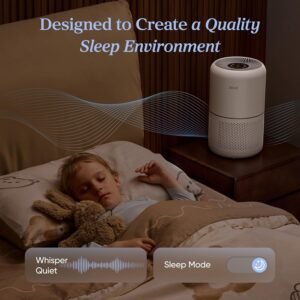 LEVOIT Air Purifier for Home Allergies Pet Hair in Bedroom, Covers Up to 1073 ft² by 56W High Torque Motor, AHAM VERIFIDE, 3-in-1 Filter with HEPA Sleep Mode, Remove Dust Smoke Odor, Core300-P, White