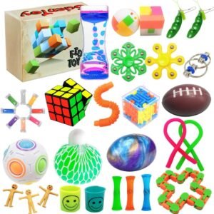 Scientoy Fidget Toy Set, 35 Pcs Sensory Toy for ADD, OCD, Autistic Children, Adults, Anxiety Autism to Stress Relief and Anti Anxiety with Motion Timer, Perfect for Classroom Reward with Gift Box