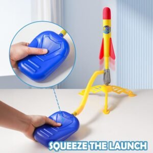Rocket Launcher for Kids - 2 Rockets - Outdoor Fun Toy Gift for Boys & Girls - Soft Foam Blaster Set Soars Up to 100 Feet - Ages 3 & Up