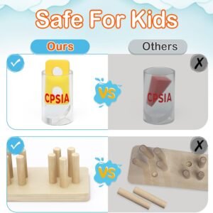 PEBIRA Montessori Toys for 1 to 3-Year-Old Boys Girls Toddlers, Wooden Sorting & Stacking Toys for Toddlers and Kids Preschool, Educational Color Recognition Shape Sorter, Learning Puzzles Gift