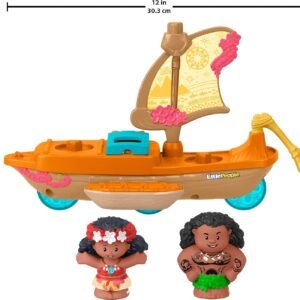 Fisher-Price Little People Toddler Toy Disney Princess Moana & Maui’s Canoe Sail Boat with Figures for Pretend Play Ages 18+ Months​