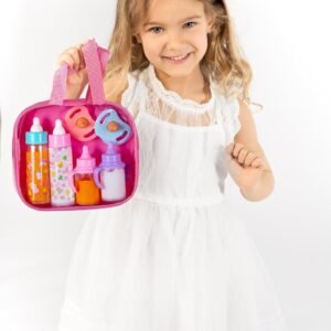 fash n kolor® My Sweet Baby Disappearing Doll Feeding Set, Baby Care 6 Piece Doll Feeding Set - for Toy Stroller | 2 Milk & Juice Bottles with 2 Toy Pacifier for Baby Dolls - Kids Gift Set