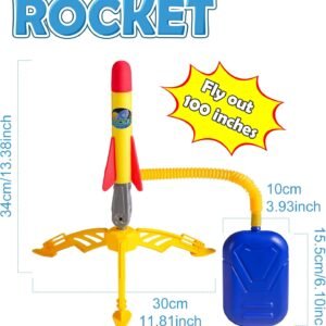 Rocket Launcher for Kids - 2 Rockets - Outdoor Fun Toy Gift for Boys & Girls - Soft Foam Blaster Set Soars Up to 100 Feet - Ages 3 & Up