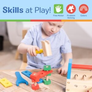 Melissa & Doug Take-Along Tool Kit Wooden Construction Toy (24 pcs)