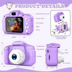 Kids Camera for Girls Boys Christmas Birthday Festival Gift for Kids,Digital Camera for Toddlers Toys for 3 4 5 6 7 8 9 10 11 12 Year Old