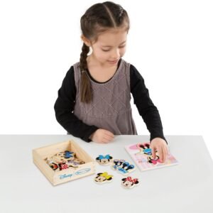 Melissa & Doug Disney Minnie Mouse Dress-Up Puzzle, 18 Pieces Mix and Match Outfits, Sorting & Matching Toy with Storage Case, Educational Puzzle for Toddlers Ages 3+