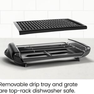 Chefman Electric Smokeless Indoor Grill w/ Non-Stick Cooking Surface & Adjustable Temperature Knob from Warm to Sear for Customized BBQing, Dishwasher Safe Removable Water Tray, Black