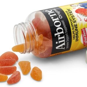 Airborne 750mg Vitamin C Gummies for Adults, Immune Support Gummies with Powerful Antioxidants VIT C & E, Caffeine Free - 2x63ct Bottle (42 Servings), Assorted Fruit Flavor