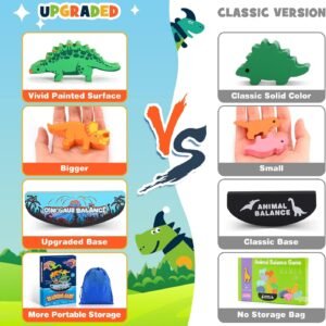 Dinosaur Toys for Kids 3-5: Wooden Stacking Montessori Toys for 3 4 5 6 7 8 Year Old Boys Girls Christmas Birthday Gifts for Kid Ages 4-8 Balance Competition Game for Family Stocking Stuffers