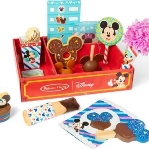 Melissa & Doug Disney Snacks & Popcorn Wooden Play Food Set – 24 Pieces | Mickey Mouse, Minnie, Wooden Toy for Boys and for Girls 3+ - FSC Certified