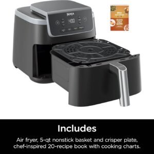 Ninja | Air Fryer | 4-in-1 Pro Air Fry, Roast, Reheat, Dehydrate | 5QT Capacity fits up to 4lbs of French Fries | 400F Max Temp | Nonstick Basket & Crisper Plate | 120V | Grey | AF141