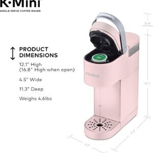 Keurig K-Mini Single Serve K-Cup Pod Coffee Maker, 6 to 12oz Brew size, with Cord Storage, Perfect for Small Spaces, Dusty Rose