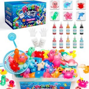 Kiditos Magic Water Elf Toy Kit–Squishies for Kids, 10 Gels & 6 Molds, Magic Gel Water Pets Sensory Toy, Fun DIY Craft Kit, Party Favors, Birthday & Christmas Gifts for Kids Ages 3+