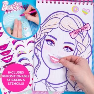 Horizon Group USA Barbie Magazine - Create Hair & Makeup Looks with 130+ Stencils, 180+ Stickers, Crayons & Pretend Makeup