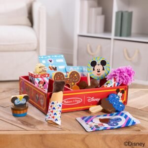 Melissa & Doug Disney Snacks & Popcorn Wooden Play Food Set – 24 Pieces | Mickey Mouse, Minnie, Wooden Toy for Boys and for Girls 3+ - FSC Certified