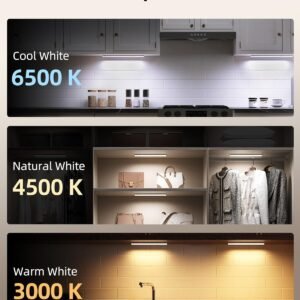EZVALO 6-Pack Under Cabinet Lighting with Charging Station, 2000mAh Rechargeable Wireless Motion Sensor Lights, 3 Color Temps, Dimmable, Timer, Magnetic, with Remote Control for Kitchen, Closet, Stair