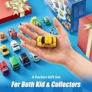 JOYIN 18 Pcs Pull Back City Cars and Trucks Toy Vehicles Set, Friction Powered Cars Toys for Toddlers, Kids Stocking Stuffers, Treasure Box Gifts for Classroom, Christmas Great Gifts for Grandkids
