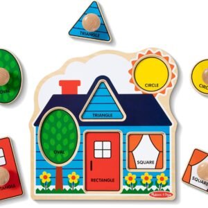 Melissa & Doug First Shapes Jumbo Knob Puzzle, Wooden Peg Puzzle for Toddlers, Educational Toy for Shape Recognition and Fine Motor Skills, Ages 1+