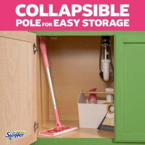 Swiffer Sweep and Mop Deluxe, Limited Edition Pink Wicked: for Good, 2-in-1 Floor Mopping and Sweeping Kit, 1 Sweeper Device, 5 Heavy Duty Dry Sweeping Cloths, 3 Heavy Duty Wet Mopping Cloths