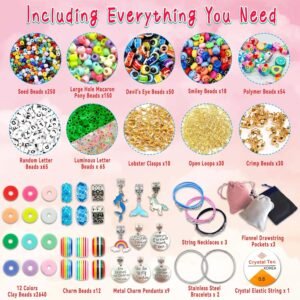 leitait Girls Toys Bracelet Making Kit -3400pcs Charm Jewelry Making Kit Supplies,Unicorn/Mermaid Crafts Birthday Christmas Gifts for Girls Ages 5 6 7 8 9 10 11 12 Years Old