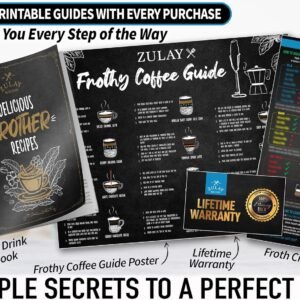 Zulay Kitchen Powerful Milk Frother Wand With 2 Duracell Batteries - Ultra Fast Handheld Drink Mixer - Electric Whisk Foam Maker for Coffee, Lattes, Cappuccino, Matcha, Hot Chocolate & Creamer - Black