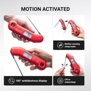 Professional Meat Thermometer Digital, Ultra-Fast 0.5 Sec Instant Read, NIST Certified ±0.5°F Accuracy, IP67 Waterproof, Auto-Rotate Backlit Display, Stocking Stuffers for Men Christmas Gifts for Men