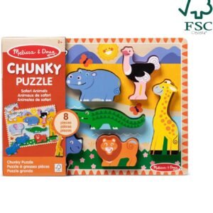 Melissa & Doug Safari Wooden Chunky Puzzle (8 pcs), Educational Screen Free Activity for Toddler, Preschoolers and Kids Ages 2+ - FSC Certified