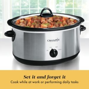 Crock-Pot 7 Quart Oval Manual Slow Cooker, Stainless Steel (SCV700-S-BR), Versatile Cookware for Large Families or Entertaining