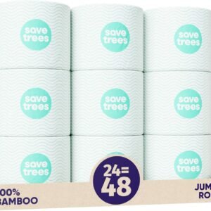 Save Trees Bamboo Toilet Paper -24 Rolls Of Septic Safe Organic Toilet Paper 3-ply, 300 Sheets Per Roll - PFAs Free, FSC Certified, Plastic & Chemical Free - For Home, Boat & RV Use