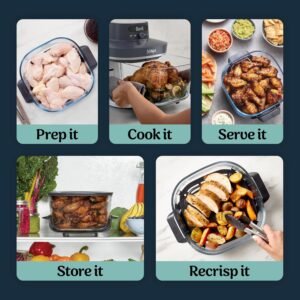 Ninja Crispi Pro 6-in-1 Glass Air Fryer | 6qt & 2.5qt Glass Containers with Storage Lids | Non-Toxic | Meal Prep, Microwave, Freezer & Dishwasher Safe | Air Fry, Bake & More | Cyberspace | AS101CY