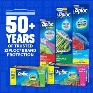 Ziploc Gallon Food Storage Freezer Bags, 120ct Total, Stand-Up Bottom, Easy to Fill, 30 Count, 4 Pack (Packaging May Vary)