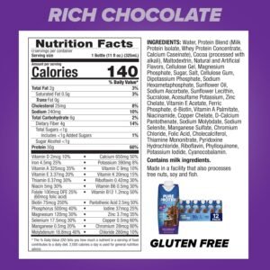 Pure Protein Chocolate Protein Shake, 30g Complete Protein, Ready to Drink and Keto-Friendly, Vitamins A, C, D, and E plus Zinc to Support Immune Health, 11oz Bottles, 12 Pack