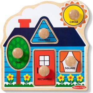 Melissa & Doug First Shapes Jumbo Knob Puzzle, Wooden Peg Puzzle for Toddlers, Educational Toy for Shape Recognition and Fine Motor Skills, Ages 1+
