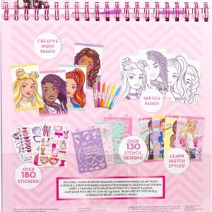 Horizon Group USA Barbie Magazine - Create Hair & Makeup Looks with 130+ Stencils, 180+ Stickers, Crayons & Pretend Makeup