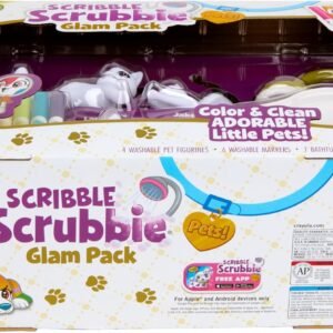 Crayola Scribble Scrubbies Glam Pack (4 Pets), Holiday for Kids, Washable Pet Care Toy, Coloring Animal Craft, Stocking Stuffer Toys for Girls & Boys, 3+