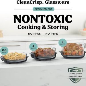 Ninja Crispi Pro 6-in-1 Glass Air Fryer | 6qt & 2.5qt Glass Containers with Storage Lids | Non-Toxic | Meal Prep, Microwave, Freezer & Dishwasher Safe | Air Fry, Bake & More | Cyberspace | AS101CY